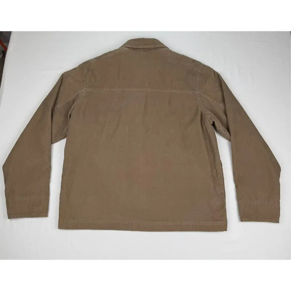 Eddie Bauer Tan Brown Corduroy Jacket Zip Front Men’s Large Outdoor Casual